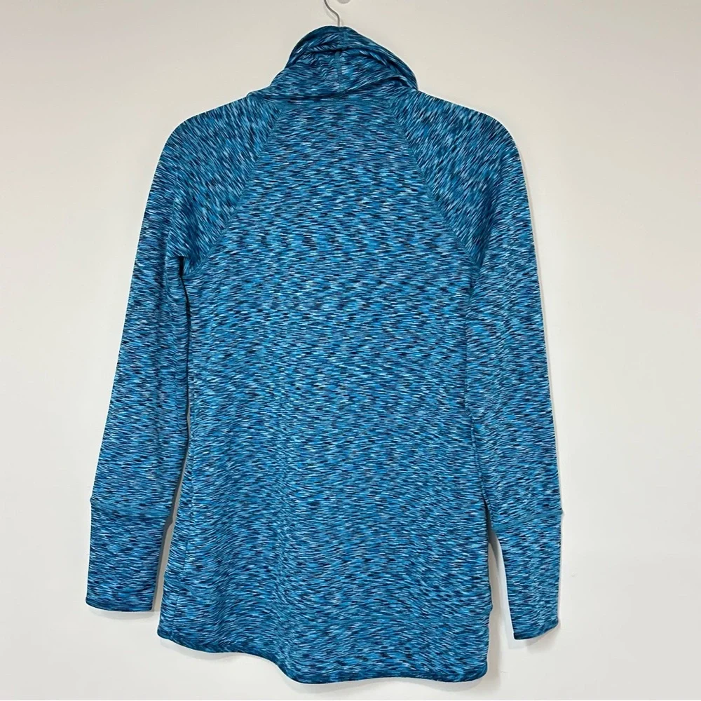 Athleta Teal Space Dye Cowl Neck Performance Fleece Lined Long Sleeve Top Small